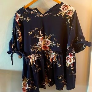 Shein tie sleeve blouse, 2X